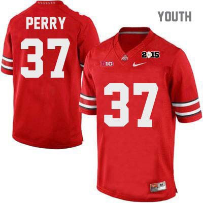 Youth NCAA Ohio State Buckeyes Joshua Perry #37 College Stitched 2015 Patch Authentic Nike Red Football Jersey CA20M63HZ